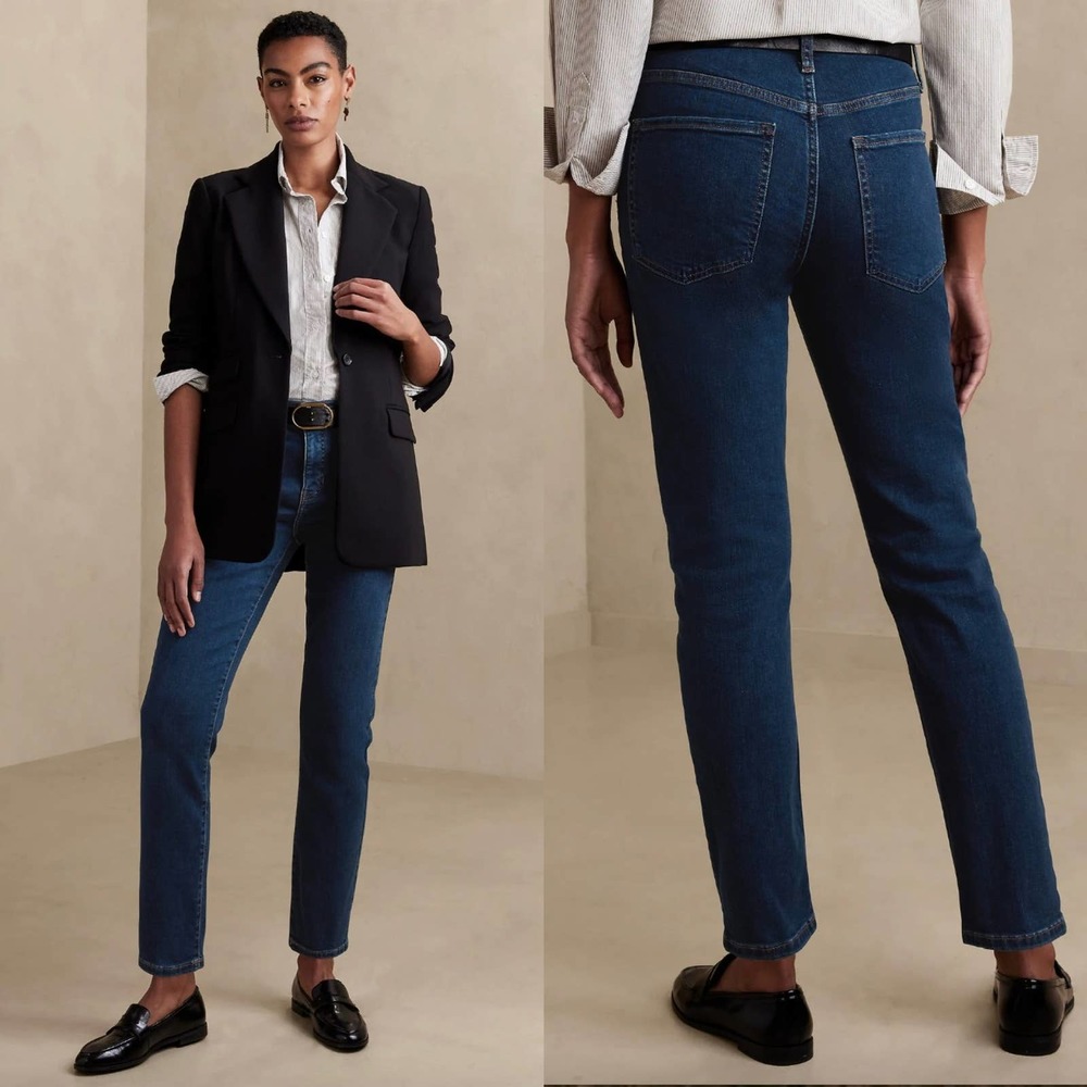 Banana Republic High Rise Slim Jean In Medium Wash Size 29 Long Tall